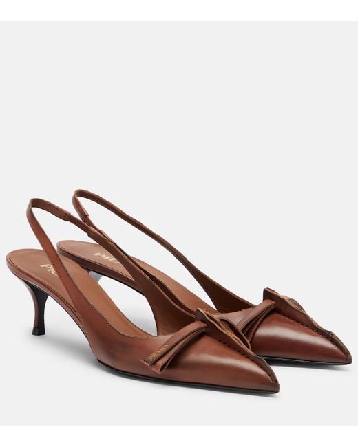 Prada Brown Leather Slingback Pumps