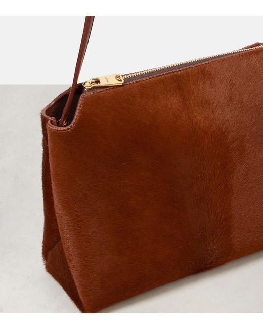 Khaite Brown Lina Medium Calf Hair Crossbody Bag