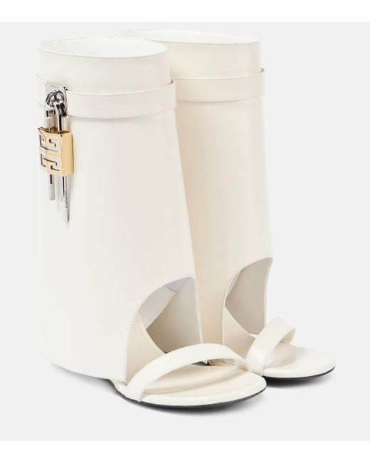 Givenchy White Shark Lock Leather Sandals