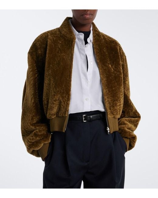 Arma Green Azra Shearling Bomber Jacket