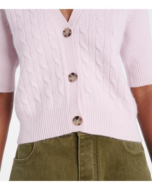 Jardin Des Orangers Pink Cable-Knit Cashmere-Blend Cardigan
