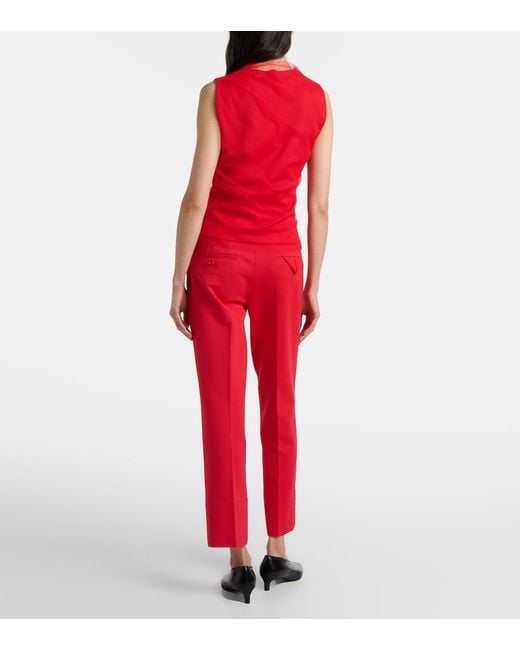 Dorothee Schumacher Red Cropped Mid-Rise Slim Pants