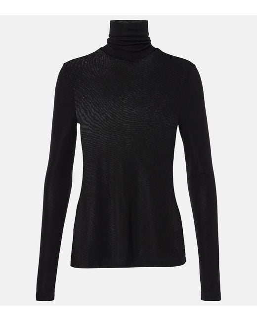 Agolde Black Lyocell Turtleneck Long-Sleeved Top
