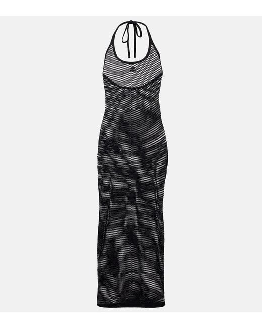 Courreges Black Holistic Sheer Cotton Midi Dress