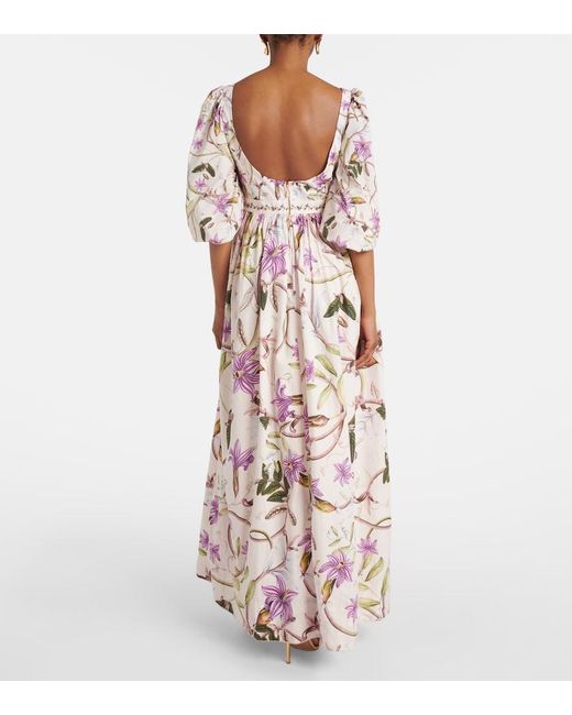 Agua Bendita Pink Viviane Floral Cotton Maxi Dress