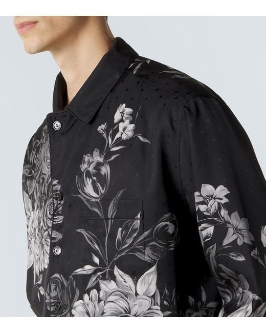 Dolce & Gabbana Black Floral Polka-Dot Silk Shirt for men