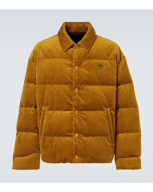 Prada Yellow Cotton Corduroy Puffer Jacket for men