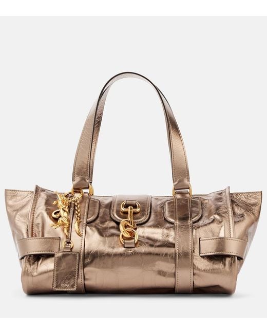 Chloé Natural Kerala 25 Large Metallic Leather Tote Bag