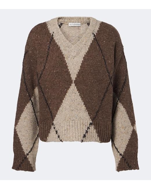 Altuzarra Brown Parish Argyle Wool And Alpaca Blend Sweater