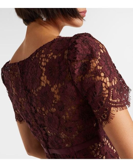 Self-Portrait Purple Floral Lace Midi Dress