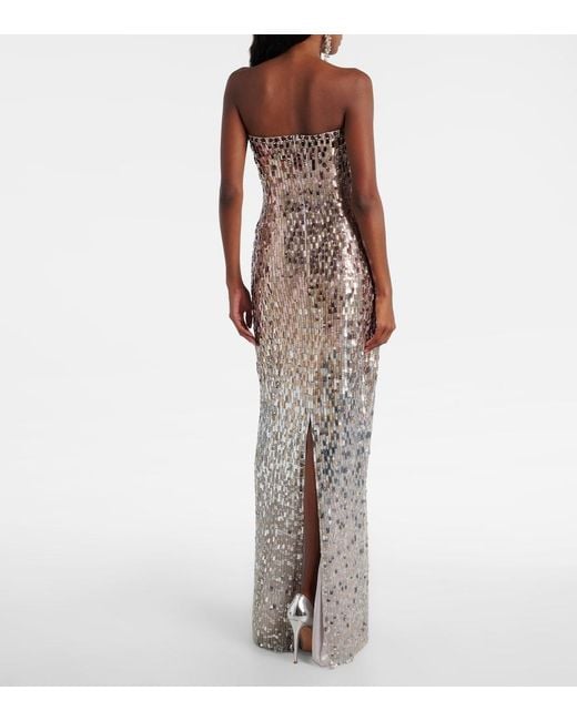 Jenny Packham White Lucille Sequined Strapless Gown