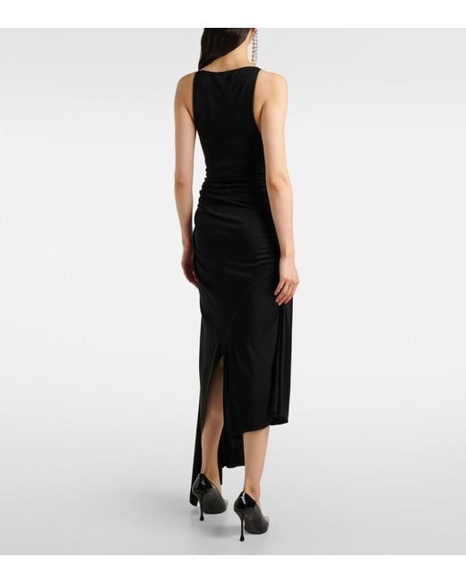 David Koma Black Asymmetric Crystal-Embellished Gown