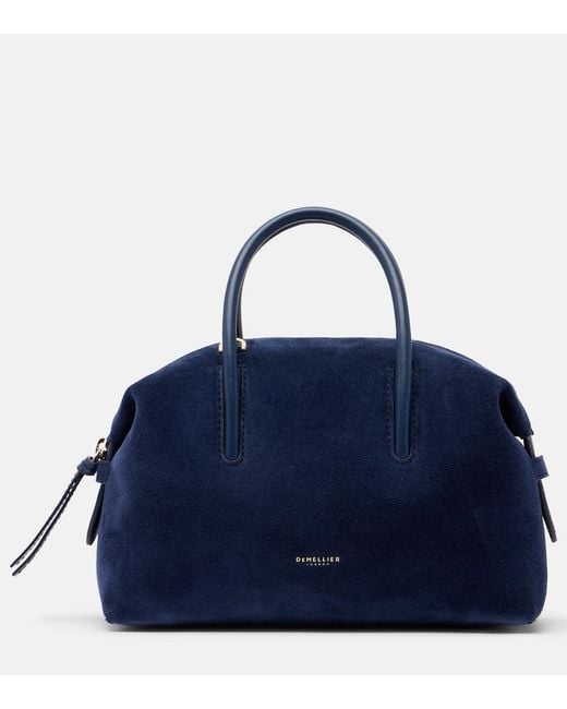 DeMellier London Blue Stockholm Small Suede Top-Handle Bag