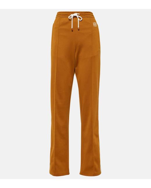 Loewe Orange Anagram Striped Jersey Sweatpants