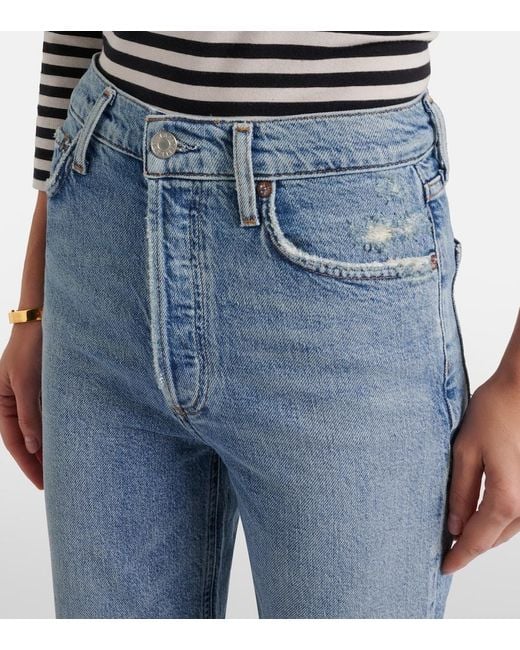 Agolde Blue 90's Pinch Waist Crop Straight Jeans