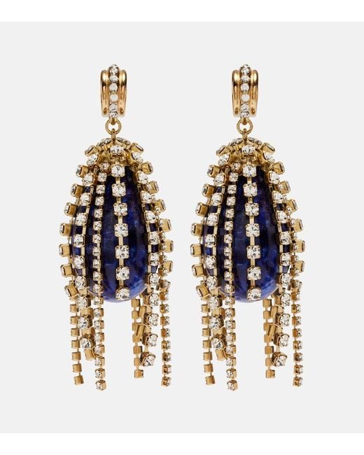 Chloé Metallic Crystal-Embellished Drop Earrings