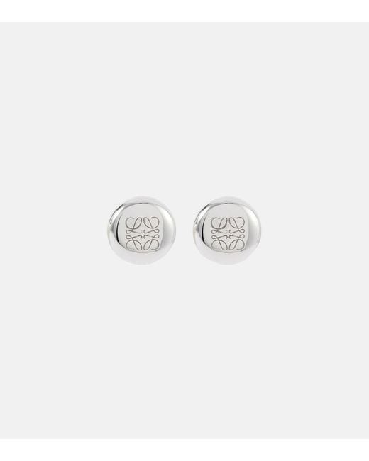Loewe White Anagram Pebble Sterling Stud Earrings