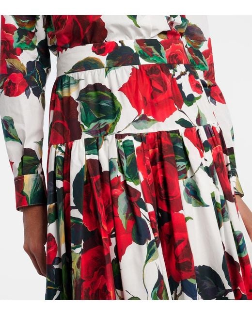 Dolce & Gabbana Floral Tiered Cotton Maxi Skirt
