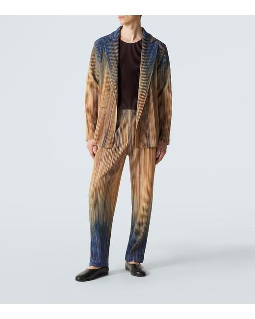 Homme Plissé Issey Miyake Natural Paint Brush Close-Up Pleated Straight Pants for men