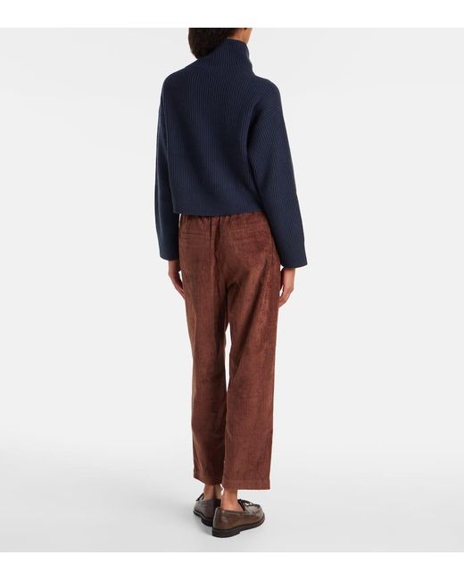 Brunello Cucinelli Blue Wool, Cashmere, And Silk Sweater
