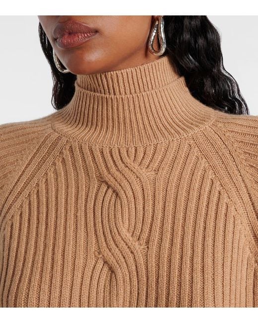 Max Mara Brown Alcazar Wool And Cashmere Turtleneck Sweater