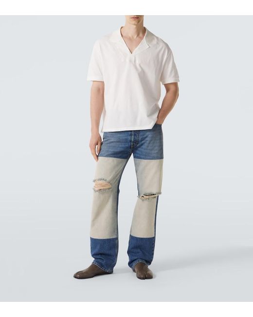 Maison Margiela Blue Distressed Straight Jeans for men