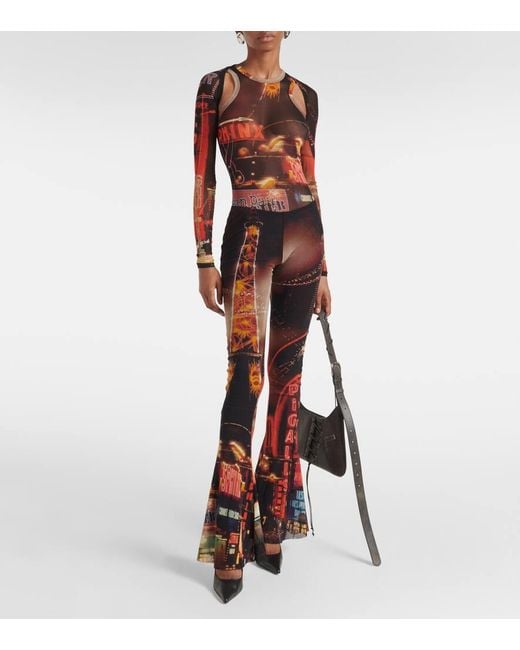 Jean Paul Gaultier Pigalle Printed Mesh Flared Pants