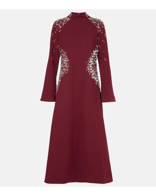 Jonathan Simkhai Red Odetta Embellished Crepe Midi Dress