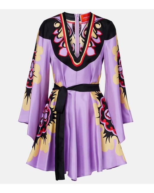 LaDoubleJ Purple Minikleid Magnifico Placee Aus Seiden-Twill