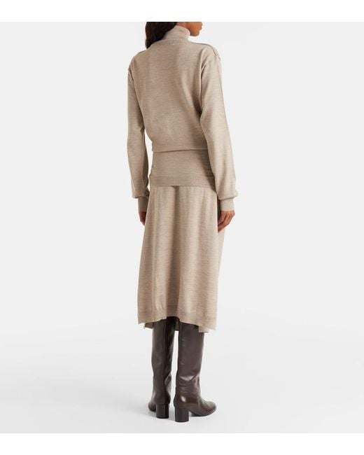 Lemaire Natural Trompe L'Oil Wool-Blend Midi Dress
