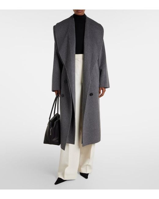 Rohe Gray Scarf-Detail Wool And Cashmere Coat