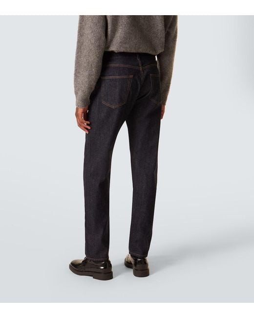 Thom Sweeney Blue Mid-Rise Straight Jeans for men
