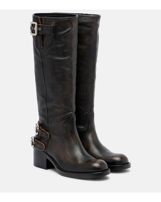 Chloé Black Dakota Leather Knee-High Biker Boots