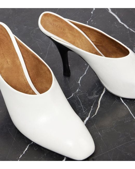 Khaite White Colt 100 Leather Mules