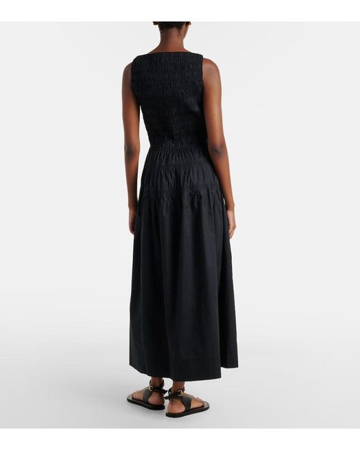 Doen Black Melie Cotton Poplin Midi Dress