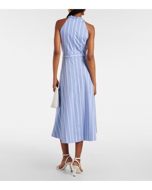 Veronica Beard Blue Baylee Striped Poplin Midi Dress