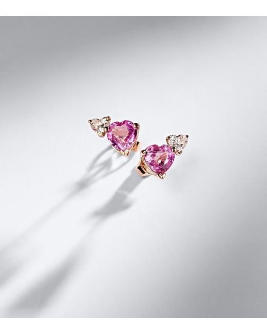 SHAY Pink 18Kt Rose Earrings With Sapphires And Diamonds