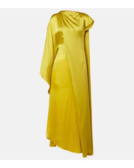 Roksanda Yellow Hiba Caped Silk Gown