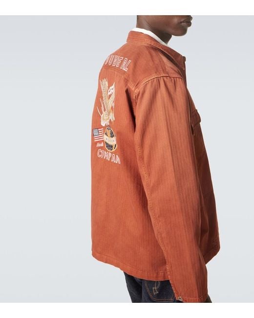 RRL Orange Denim Overshirt for men