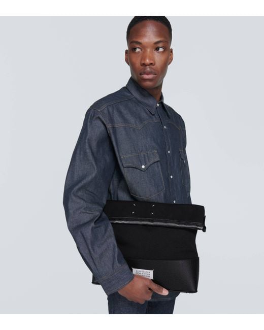 Maison Margiela Black 5ac Leather-trimmed Crossbody Bag for men