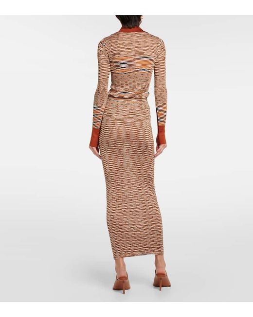 Missoni Brown Space-dyed High-rise Knit Maxi Skirt