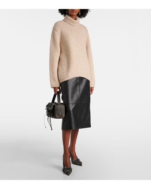 Vince Black Mid-Rise Leather Pencil Skirt