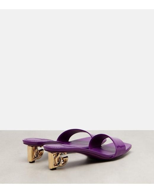 Dolce & Gabbana Purple Dg Leather Mules
