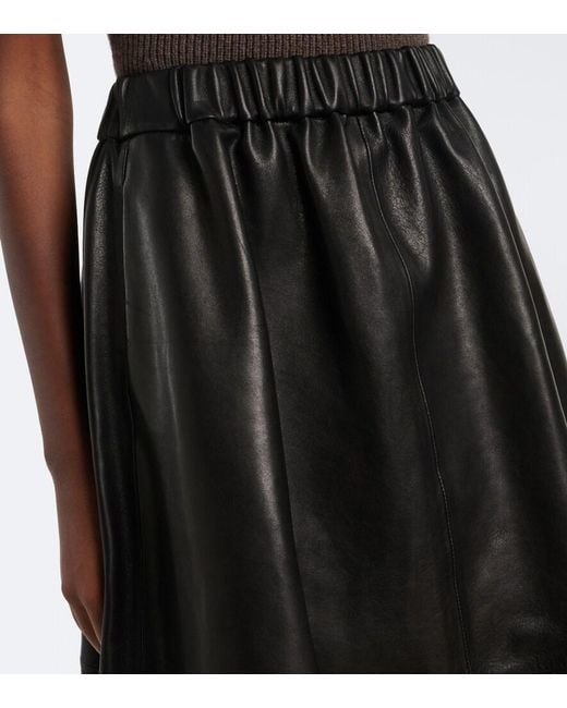 Nour Hammour Black Lenley Leather Skirt