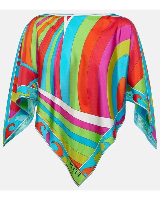 Emilio Pucci Green Iride Silk Satin Top