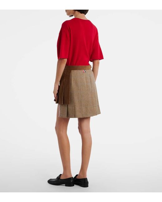 Minifalda Asimetrica De Lana Y Algodon Thom Browne de color Brown
