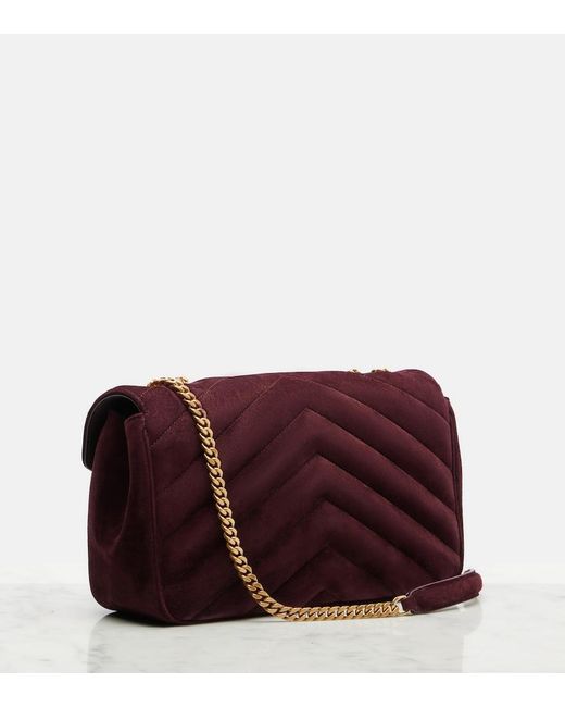 Saint Laurent Purple Loulou Medium Suede Shoulder Bag