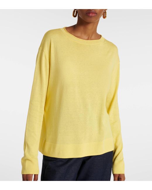 Max Mara Yellow Pensile Silk And Cotton Sweater