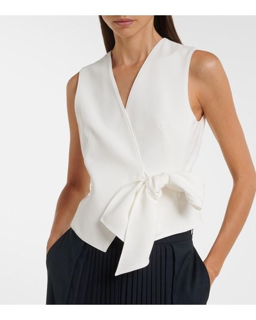 Max Mara White Draped Cady Vest