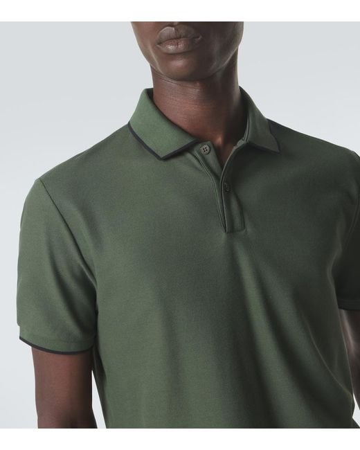 Loro Piana Green Brentwood Cotton-Blend Pique Polo Shirt for men